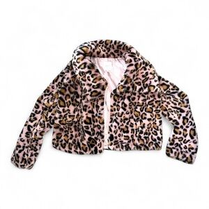 Candie’s Faux Fur Pink Animal Print Jacket size s